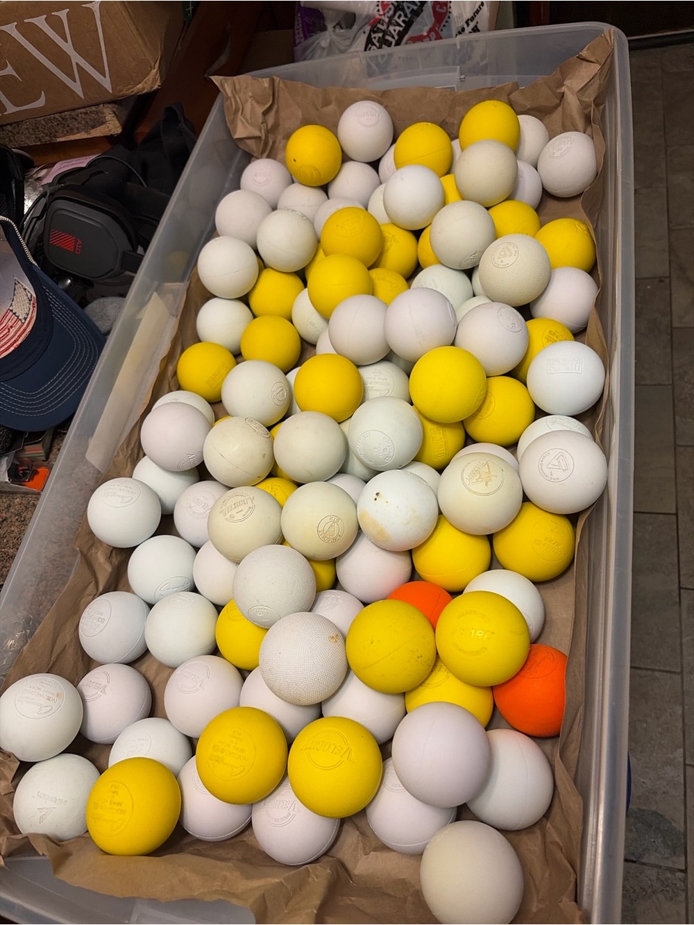 Yellow and White Assorted Lacrosse Balls - 12 Pack
